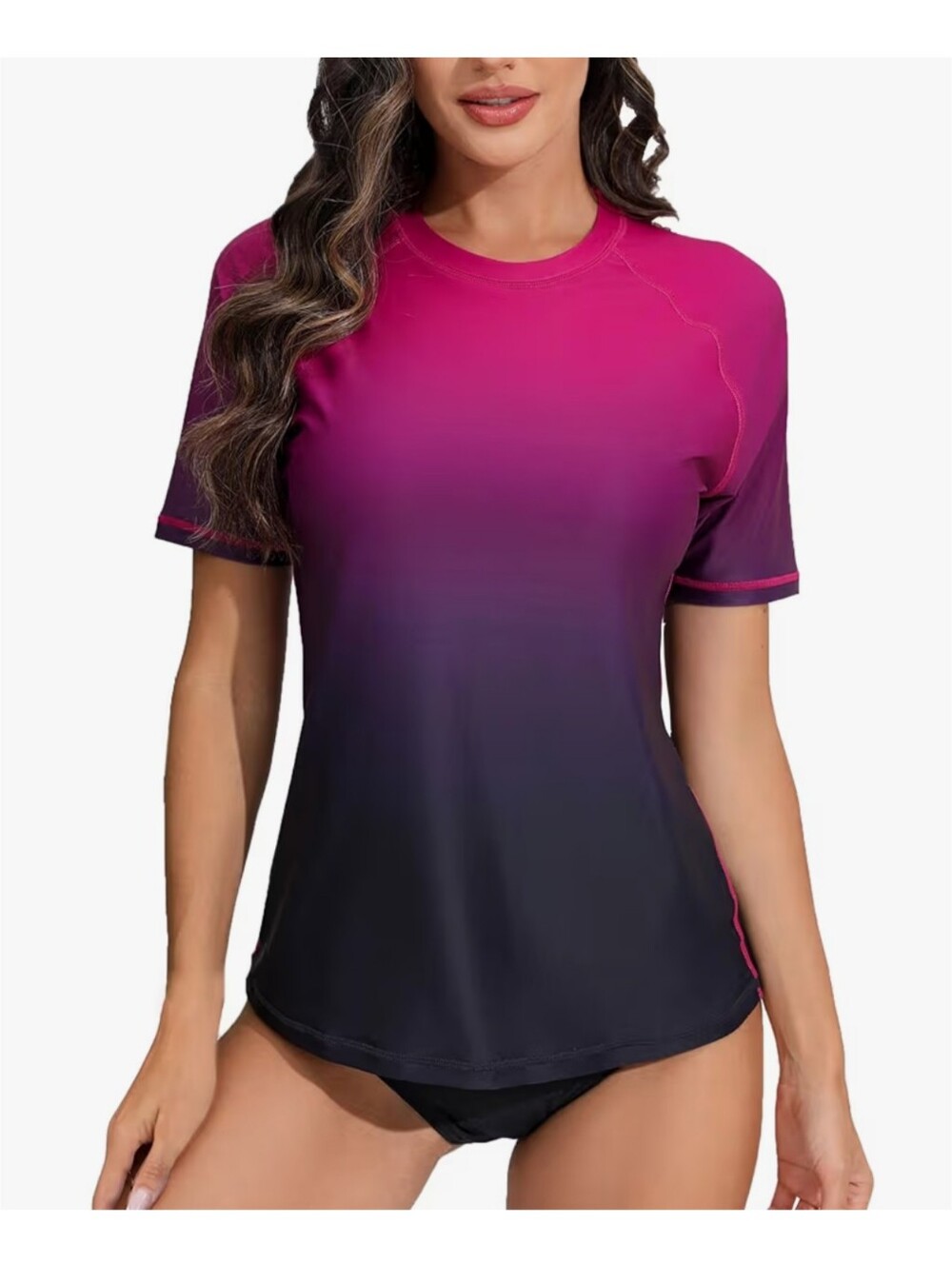Woman's Pink/Purple Ombre Sun Protection Rashguard Swim Top